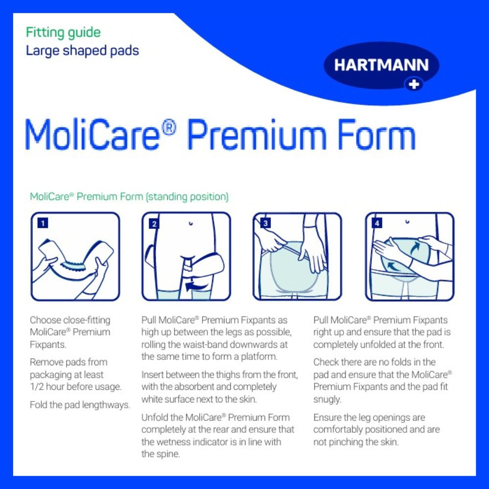 molicare large shaped pads fitting guide