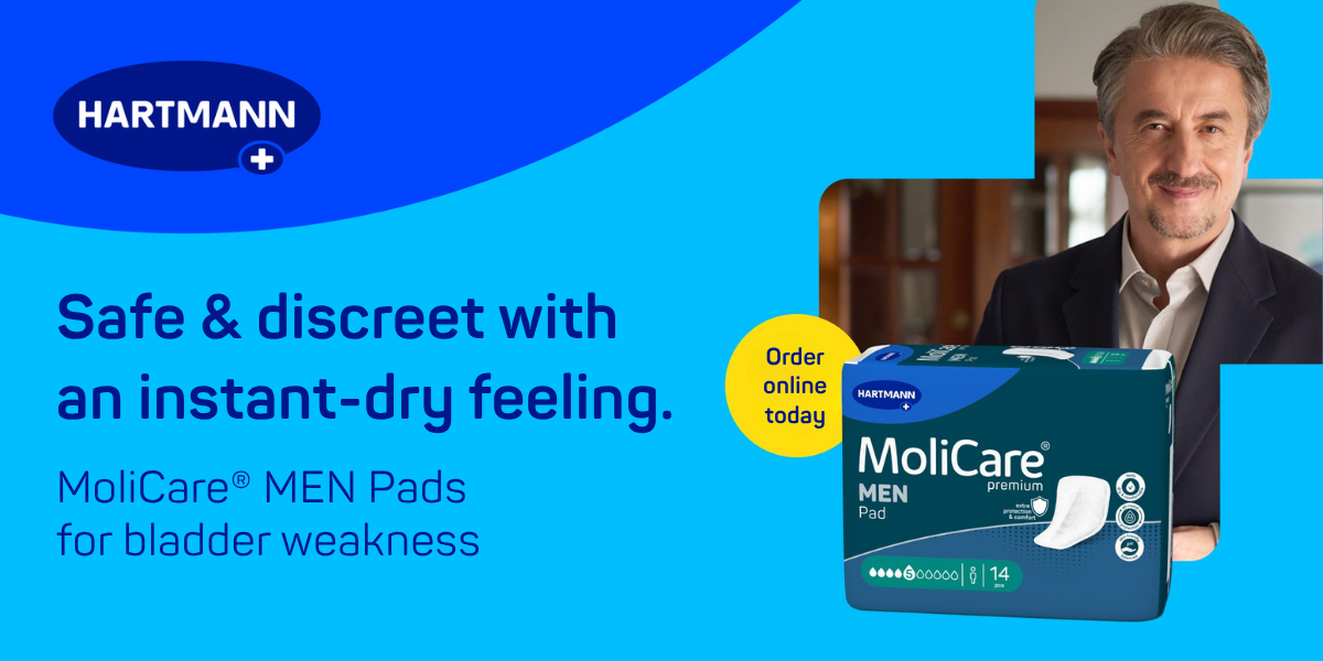 Safe and discreet with an instant dry feeling. MoliCare MEN Pads for bladder weakness. 