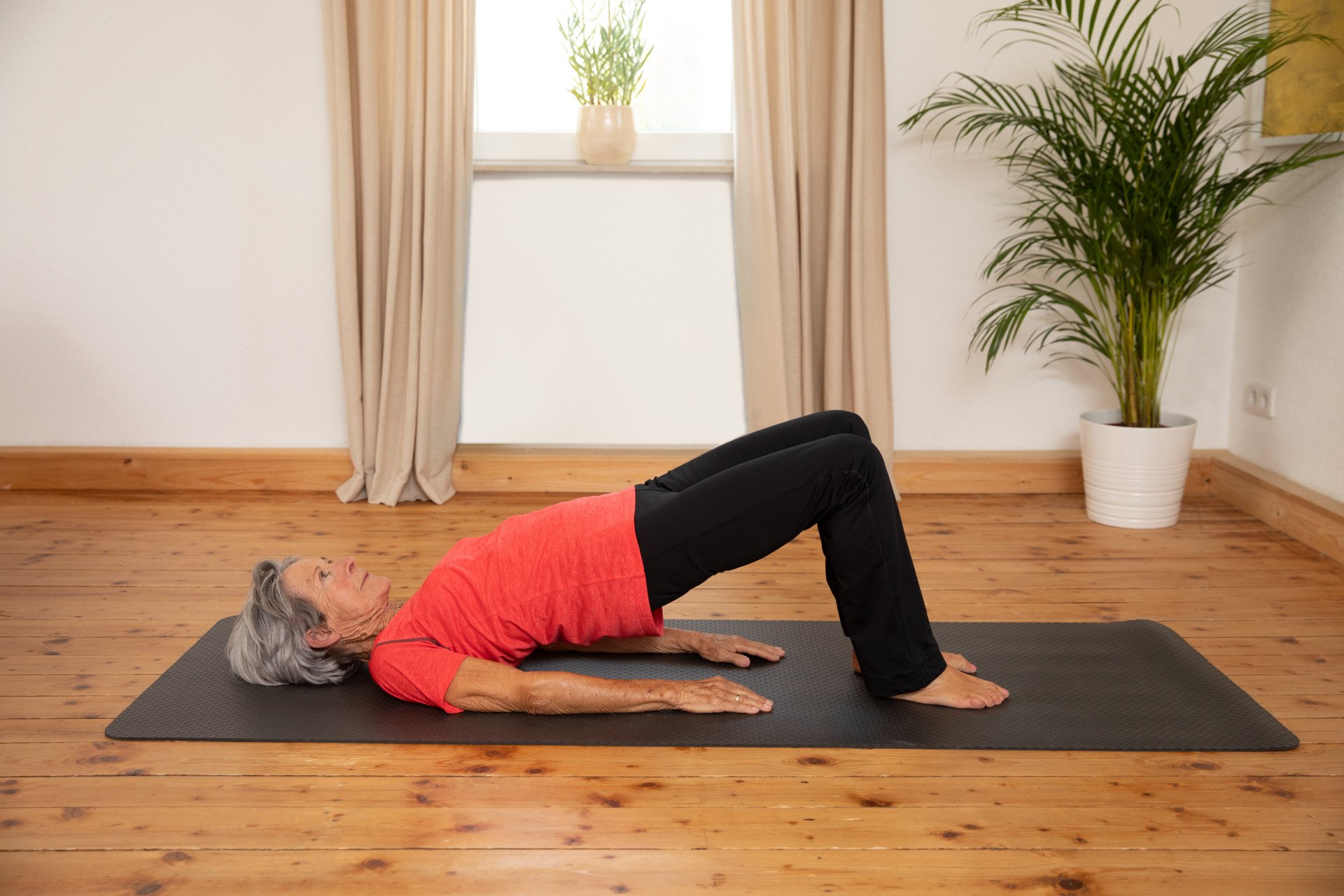 Elderly Woman Doing Pelvic Floor Exercises